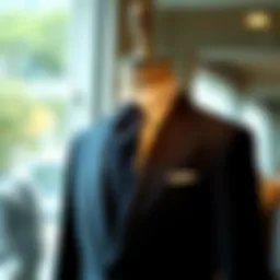 A well-tailored suit displayed elegantly on a mannequin, showcasing fine craftsmanship.