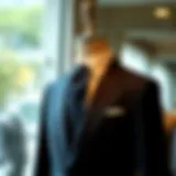 Elegance in Tailoring A well-tailored suit displayed elegantly on a mannequin, showcasing fine craftsmanship.