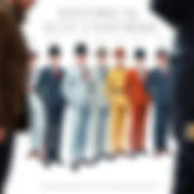 Historical Evolution of Suit Uniforms Historical illustration depicting the evolution of suit uniforms over the decades.