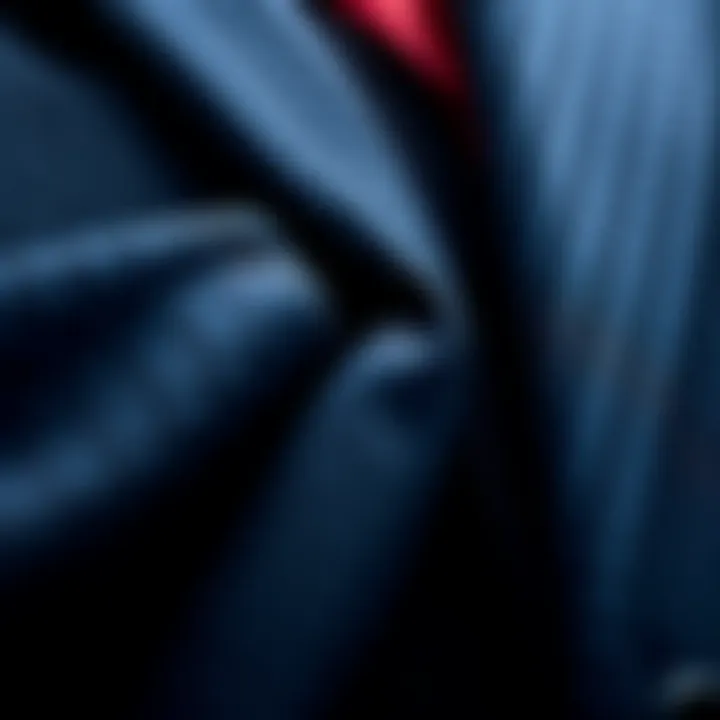 Luxurious Fabrics in Suit Design Close-up of luxurious fabrics used in suit making, highlighting texture and quality.
