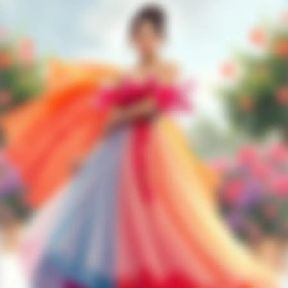 Elegant tulle dress in vibrant colors