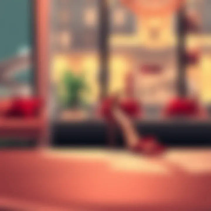 Elegant Red Mid-Heel Sandals Elegant red mid-heel sandals on a stylish backdrop