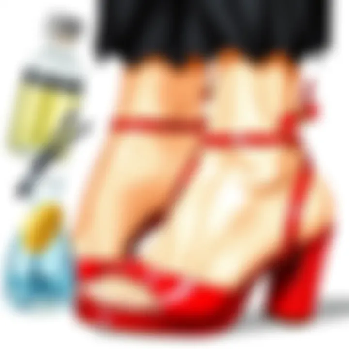 Materials of Red Mid-Heel Sandals Variety of materials used in red mid-heel sandals