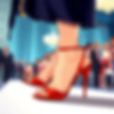 Red Mid-Heel Sandals at a Formal Event Red mid-heel sandals at a formal event