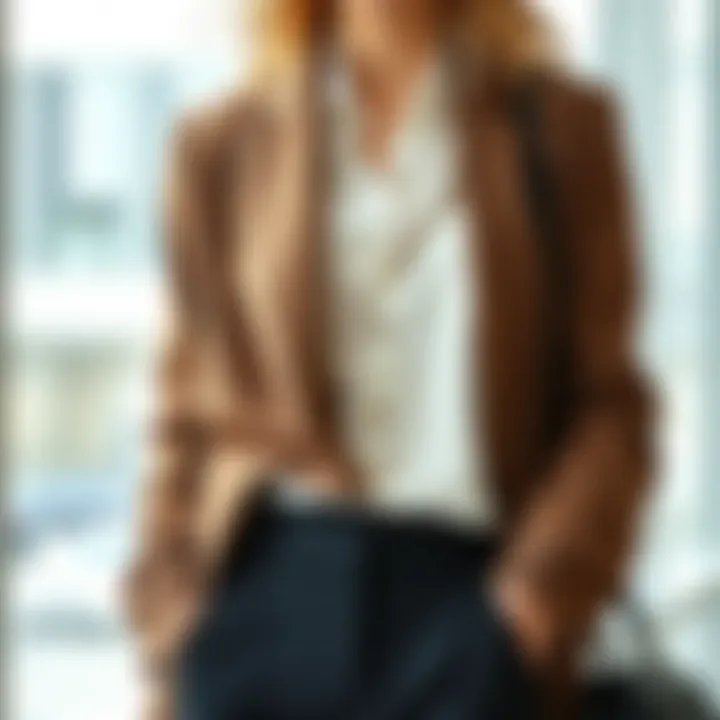 Elegant cardigan draped over a professional outfit