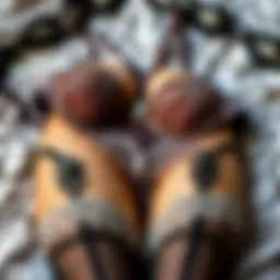 Elegant thigh garter lingerie set displayed on a delicate lace background