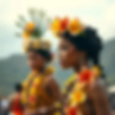 Cultural Expression: Flowers in Traditional Hawaiian Dance Traditional Hawaiian dancer adorned with beautiful floral accessories