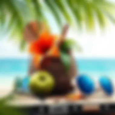 Accessories complementing tropical attire