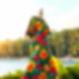 Elegant tropical dress in vibrant colors