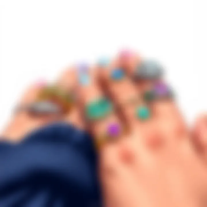 Diverse Styles of Friendship Rings Beautifully arranged friendship rings showcasing different styles