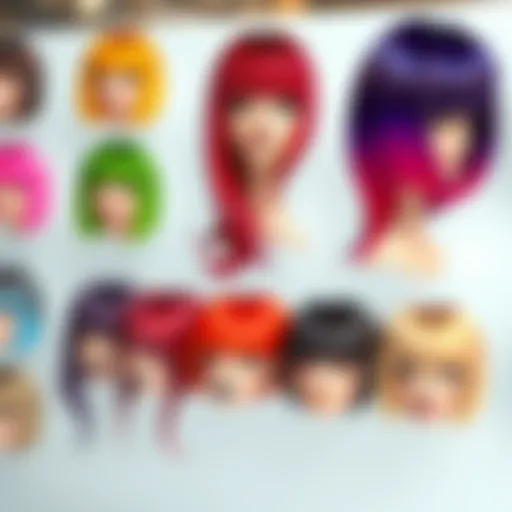 Stylish display of 3D clip-in bangs with different colors