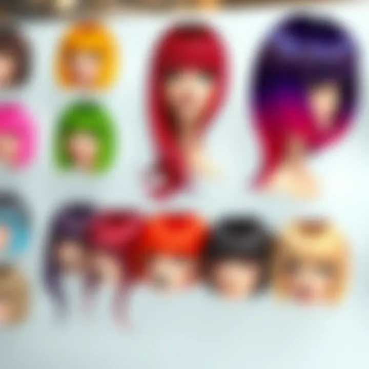 Stylish display of 3D clip-in bangs with different colors