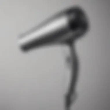Close-up of ergonomic features of a hair dryer holder