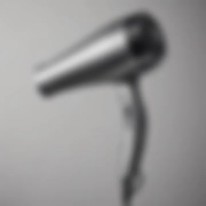 Close-up of ergonomic features of a hair dryer holder