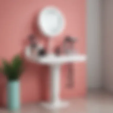 Organized beauty station featuring a floor standing hair dryer holder