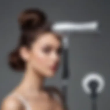 Stylish hair dryer holder complementing a chic hairstyle setup