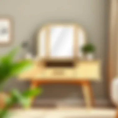 Stylish Wooden Vanity Desk Stylish wooden vanity desk that complements various interior styles.