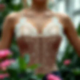 Elegant vintage bustier showcasing intricate lace detailing and craftsmanship