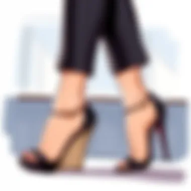 Wedge shoes paired with a formal outfit for a chic look