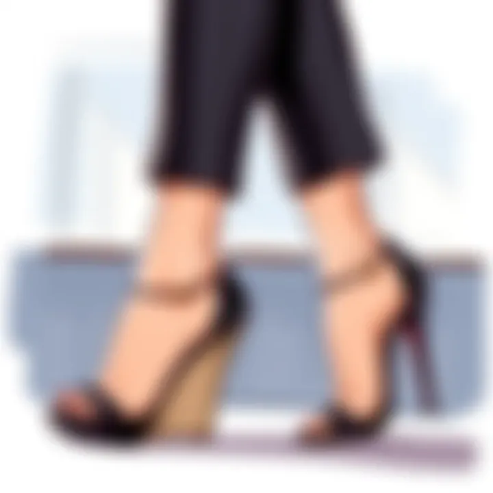 Wedge shoes paired with a formal outfit for a chic look